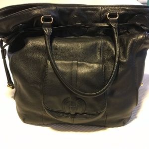 Isaac Mizrahi Live black leather tote bag
